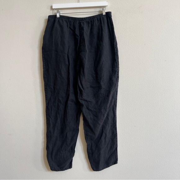 Flax Black Linen Cropped Pants Lagenlook Large - Picture 2 of 2